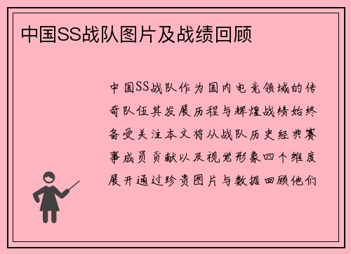中国SS战队图片及战绩回顾